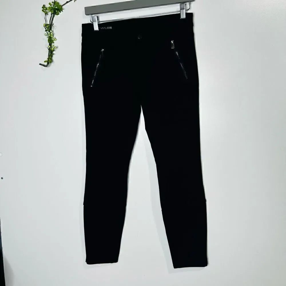 Ann Taylor Women's Black Ankle Zip Moto Skinny Pants Size 6